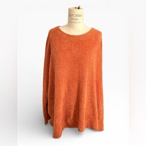 Cozy Soft‎ Orange Knit Sweater Oversized Womens Size Med Cottagecore